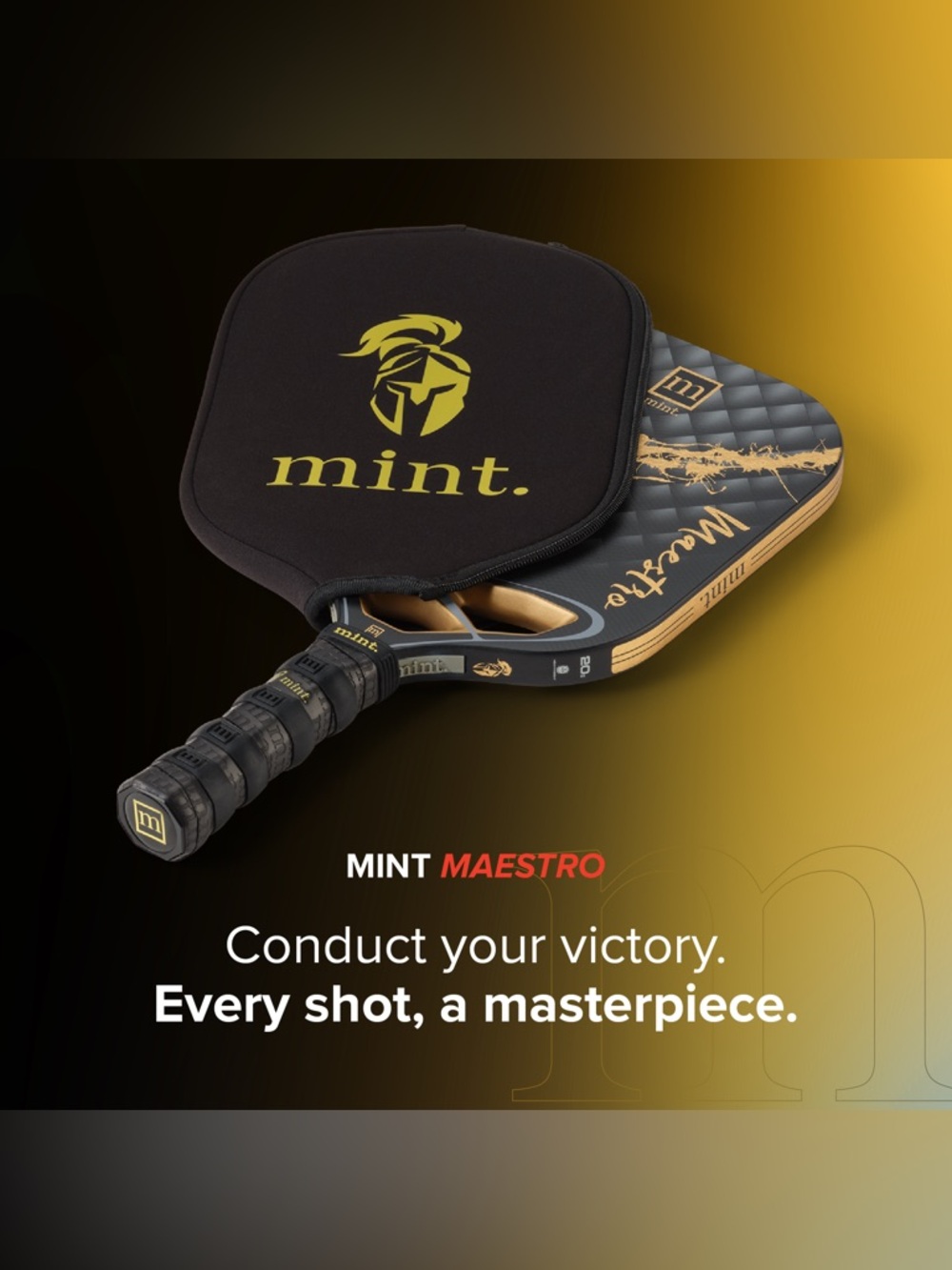 Mint Sport Maestro Pickleball Paddle Titanium / Carbon Fiber Hybrid 20mm Black - Picture 8 of 16